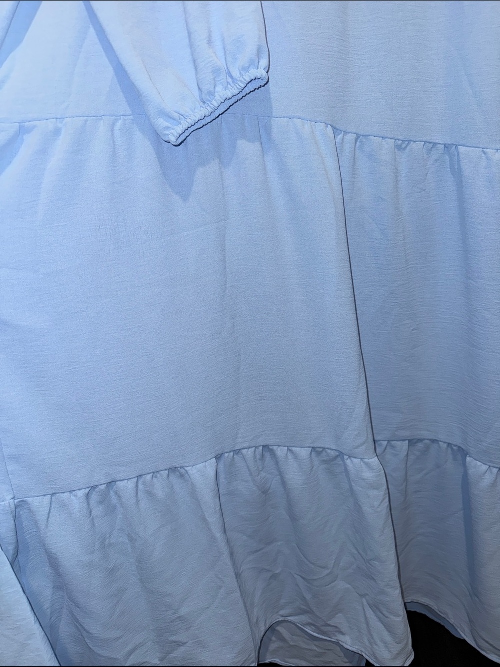 Soft Powder Blue Tiered Maxi Dress with Tie Neck - Picture 3 of 4